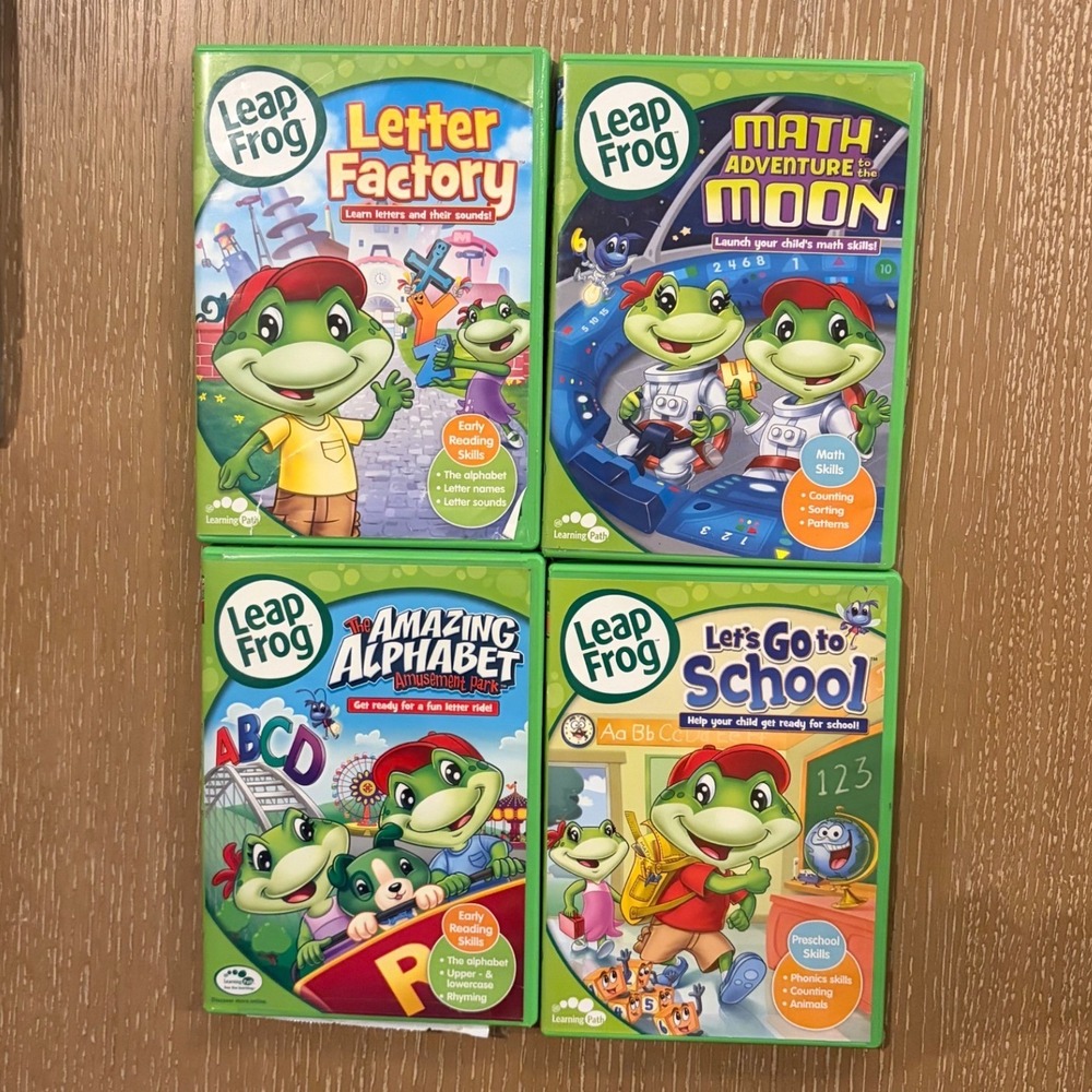 LeapFrog DVD Lot Letter Factory Math Adventure Amazing Alphabet Let's Go School